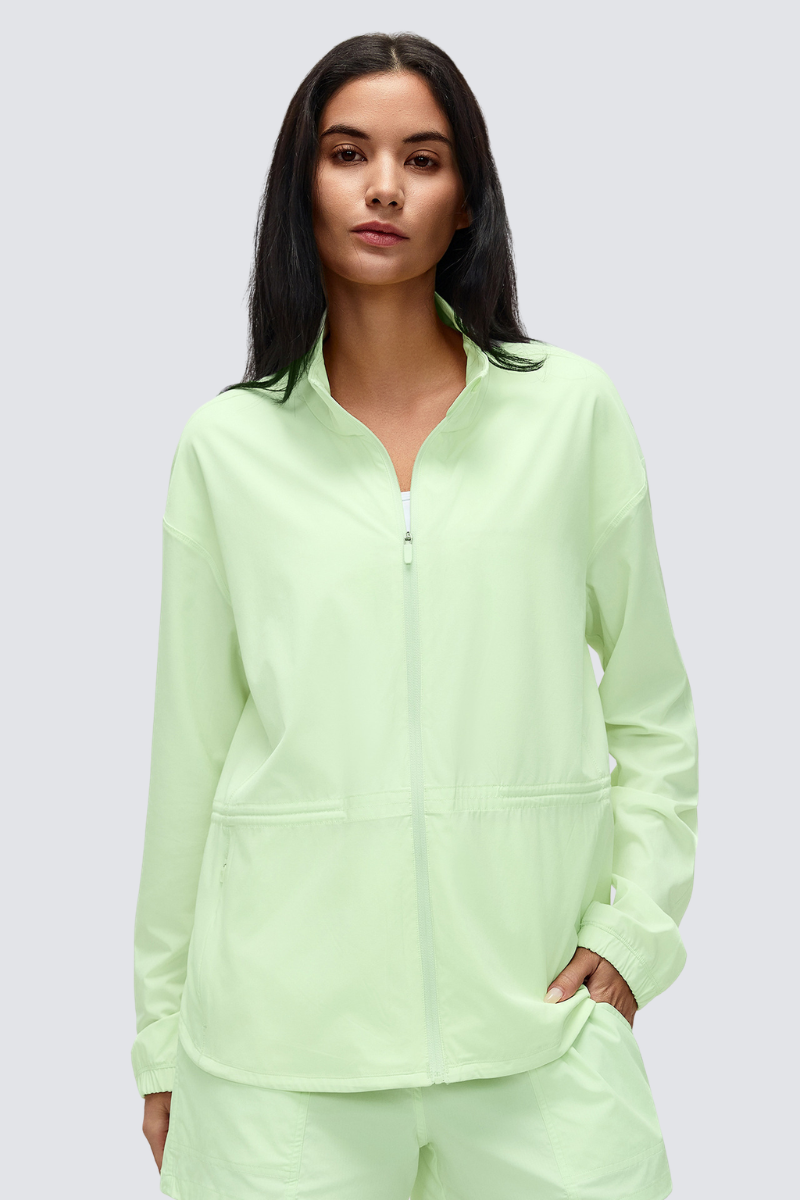 Women's Windproof Drawstring Media Pocket Peplum Jacket-Wholesale ...