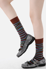 Women's Y2K Retro Color Stripe Soft Slouch Crew Socks