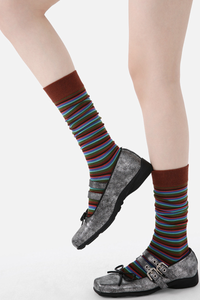 Women's Y2K Retro Color Stripe Soft Slouch Crew Socks
