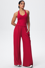 Women’s Set: Halterneck Tank Top & Wide-Leg Pants