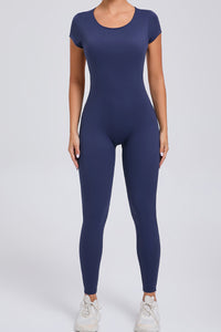 Women Short Sleeve Backless Tight One-Piece Quick Dry Hip Lifting Sports Fitness Yoga Bodysuit