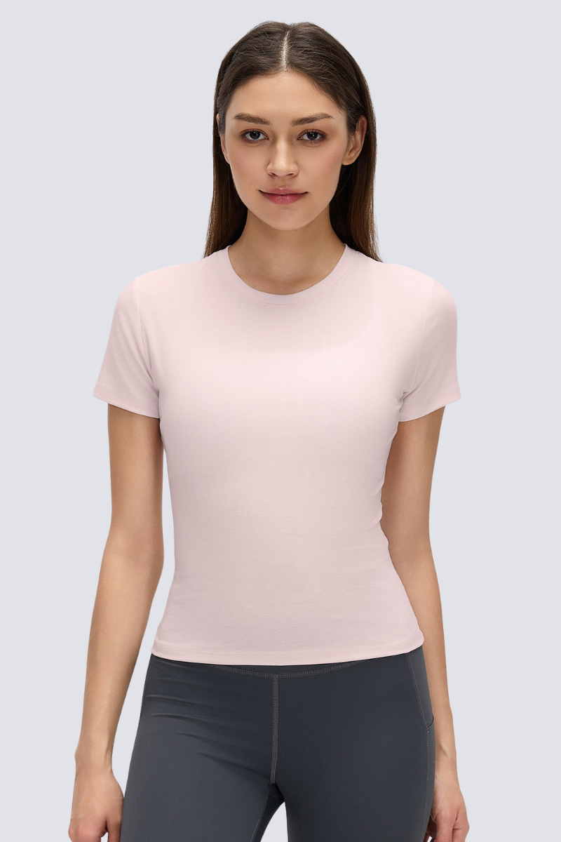 Women's Quick Dry Slim Elastic Cuff Crewneck Yoga Tee