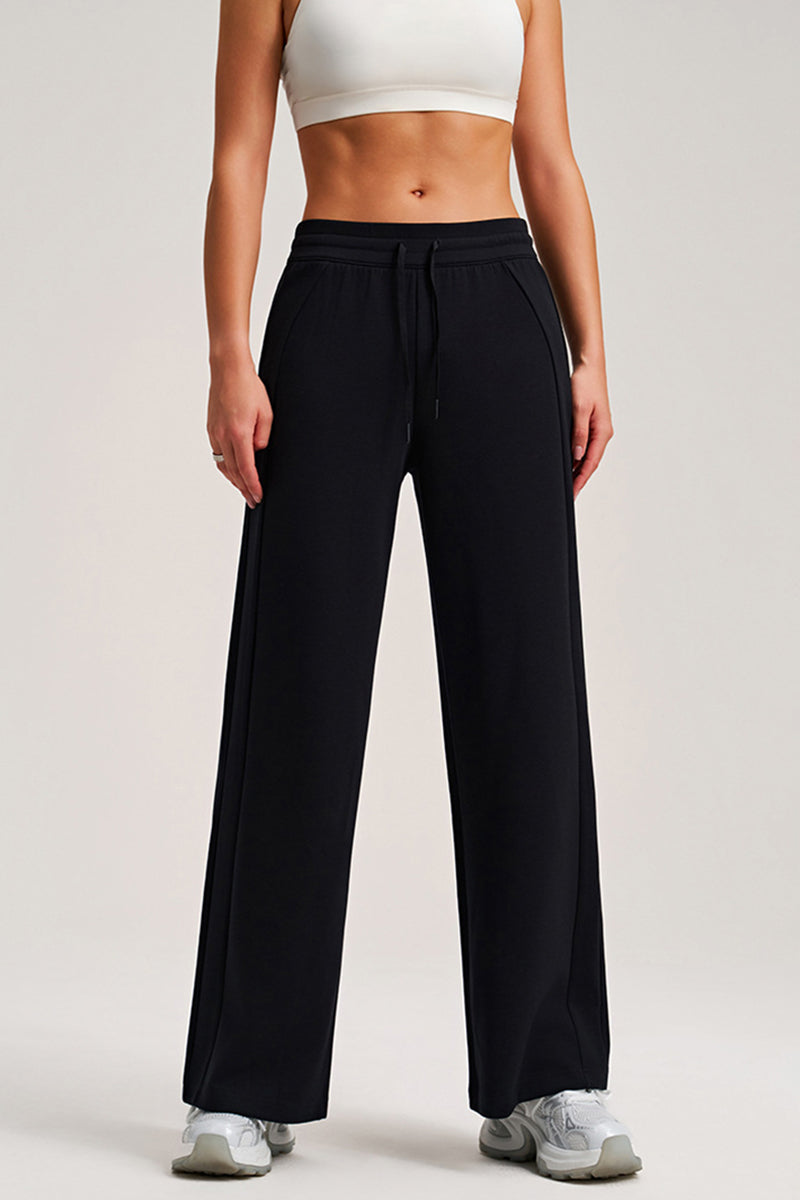 Women Drawstring High-Waist Loose Straight-Leg Workout Pants