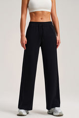 Women Drawstring High-Waist Loose Straight-Leg Workout Pants