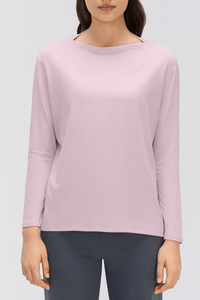 Women's Simple Boat Neck Long Sleeve T Shirt