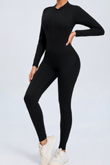 Women Zipper Long Sleeve Long Pants Nude Outfit Fitness Sports Tight Yoga Jumpsuit