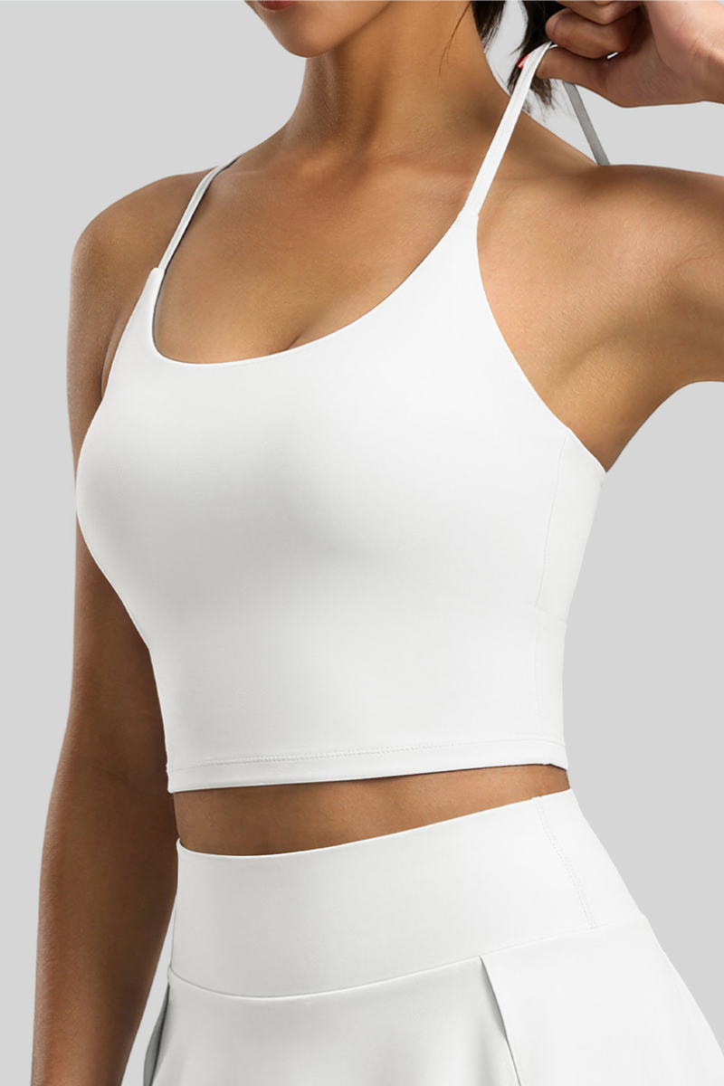 Women's Criss‑Cross Back Padded Halterneck Sports Cami Top