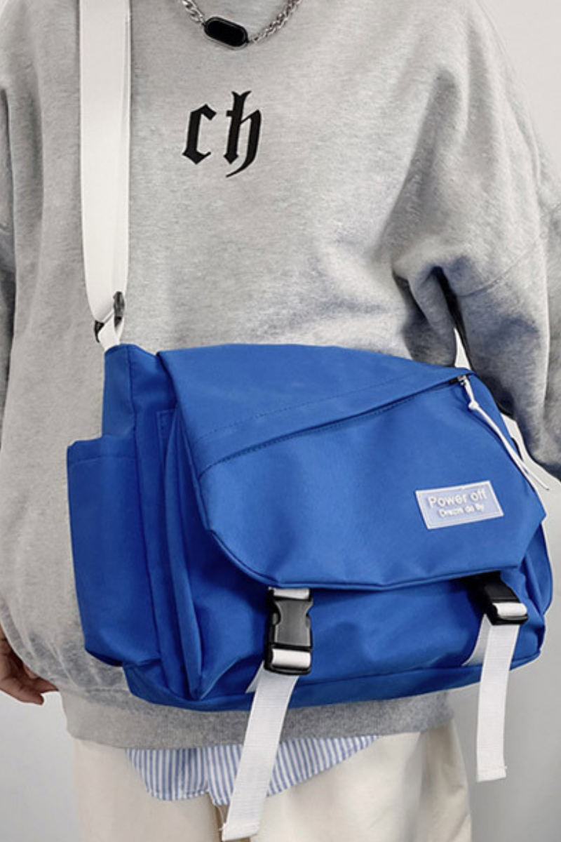 Unisex Streetwear Nylon Color-Block Flap Crossbody Bag