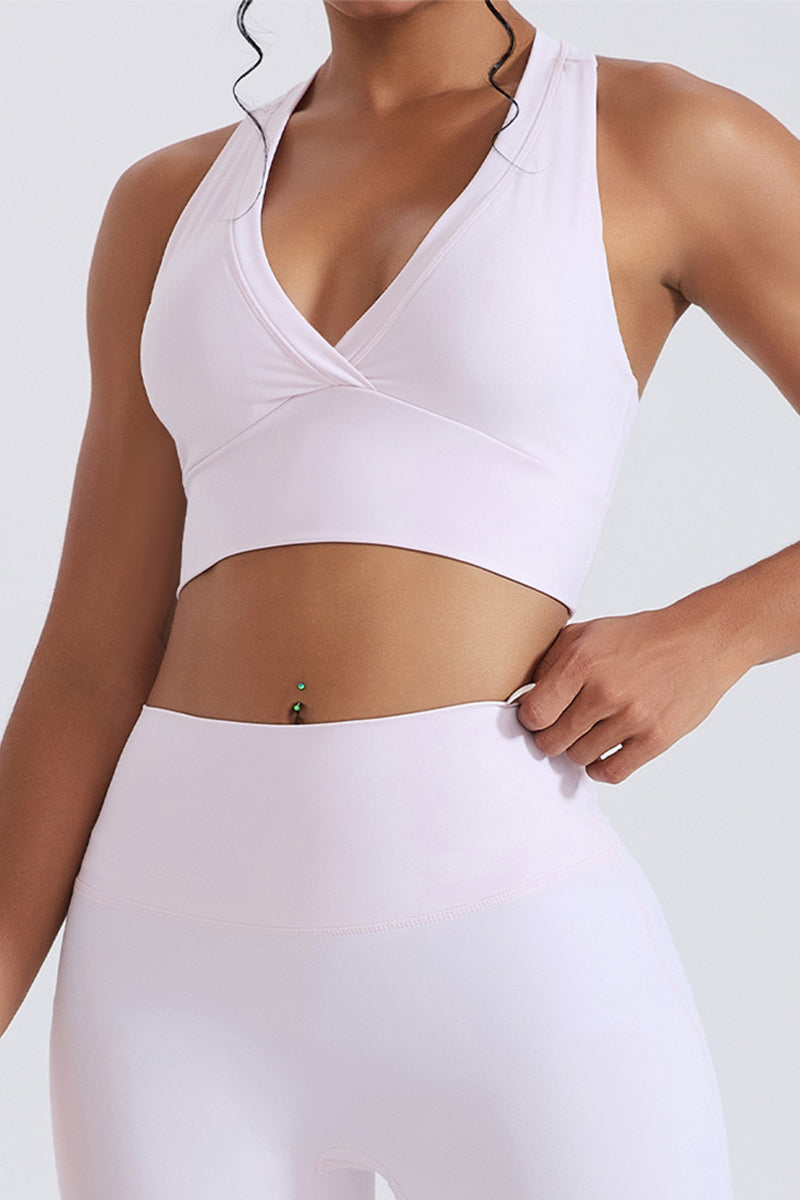 Women V-Neck Cross Back Quick-Dry Yoga Sports Bra