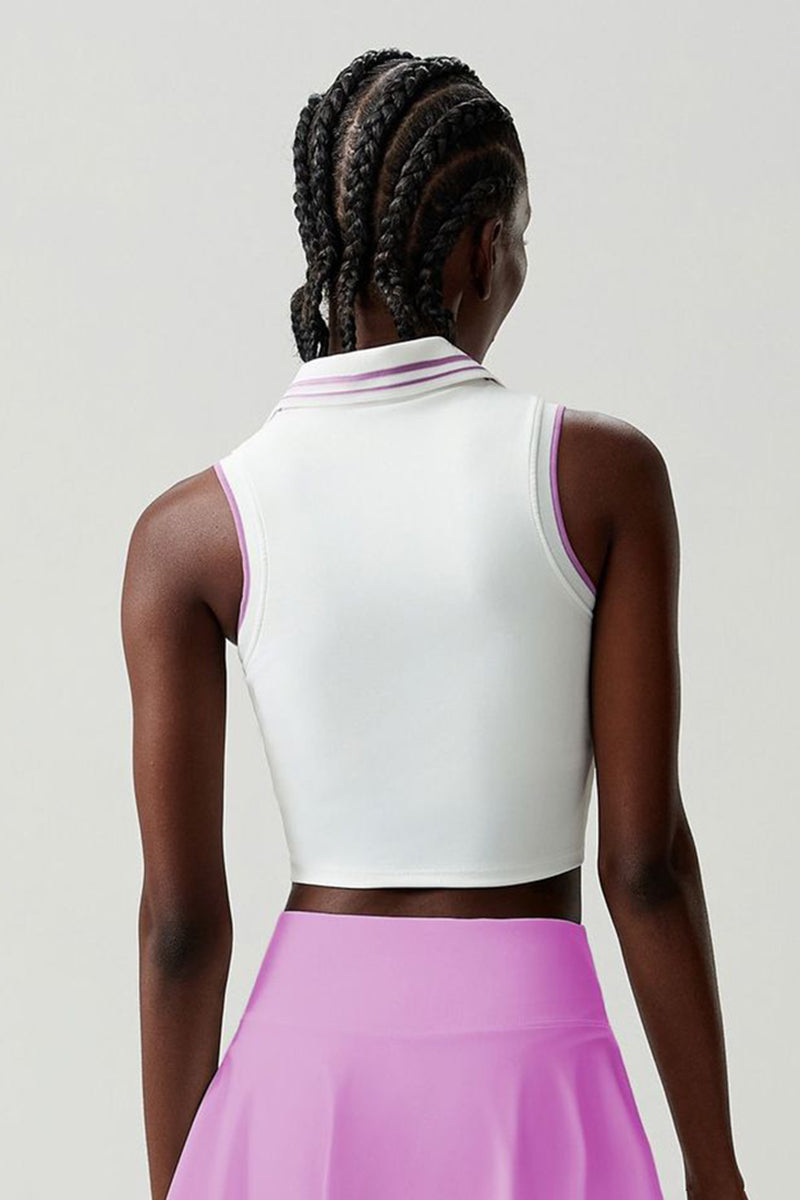 Women Stand Collar Tennis Vest Quick Dry Sports Bra Top
