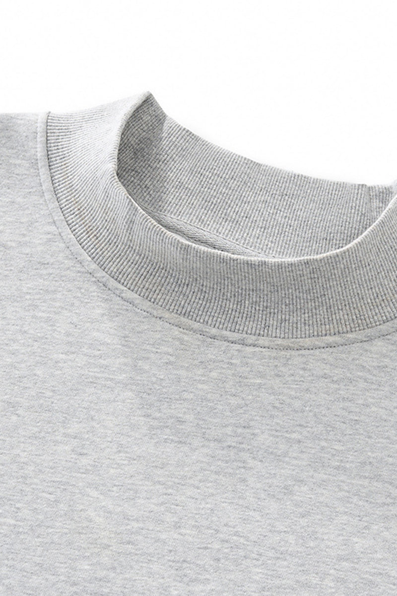 Women Loose Set:Mock Neck Sweatshirt + Shorts