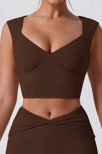Women's V -Neck Cropped  Sports Yoga Tank Top