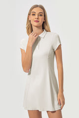 Women Mid-Length Waist Thin Ice Breathable Tennis Sports Yoga Short-Sleeved Dresses