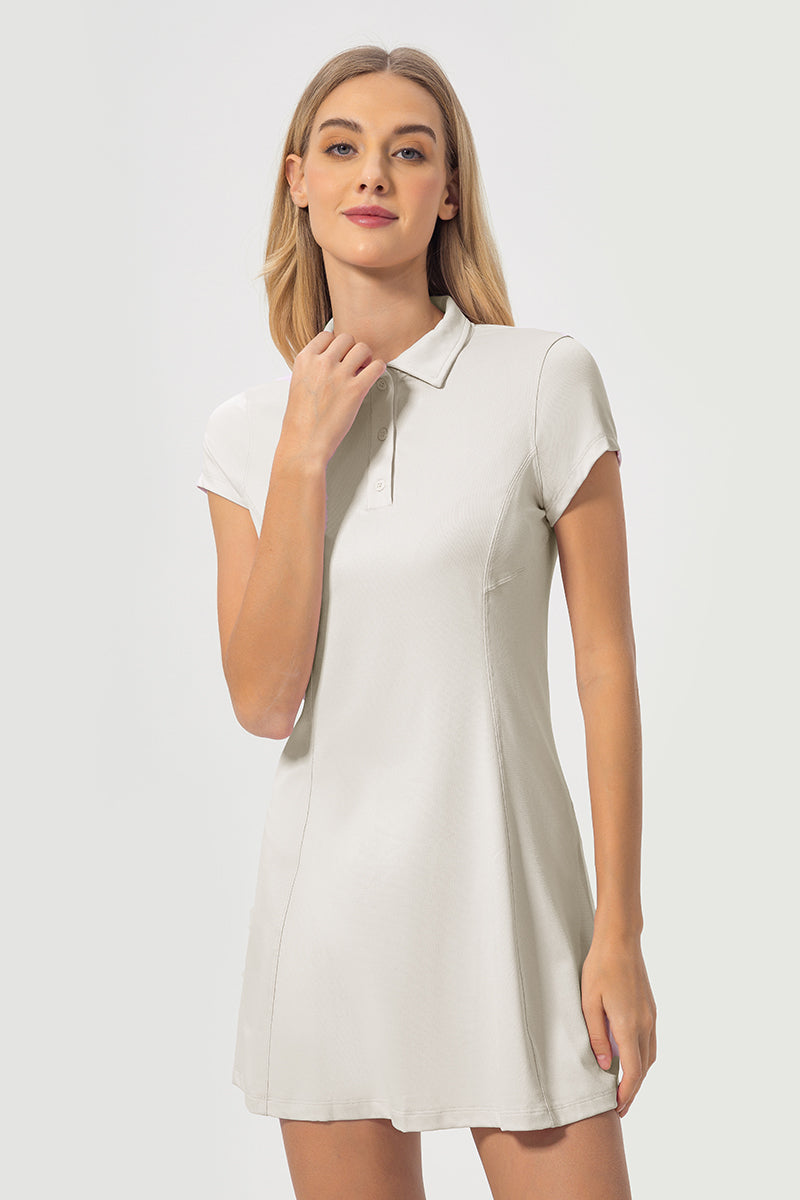 Women Mid-Length Waist Thin Ice Breathable Tennis Sports Yoga Short-Sleeved Dresses