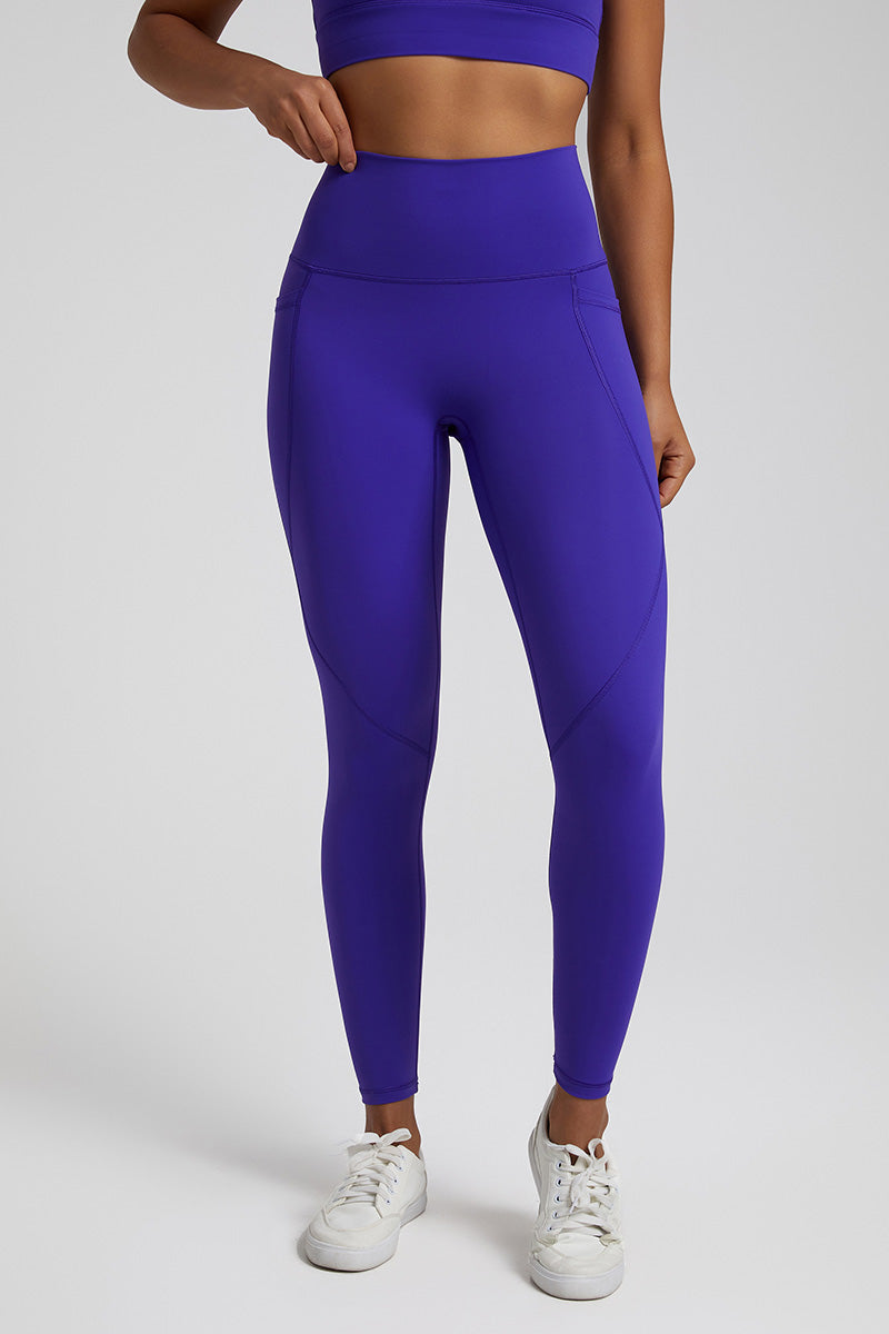 Solid Side Pockets, High-Waisted Leggings