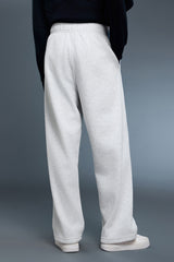 Women Loose Straight Leg Fleece-Lined Drawstring Casual Sport Pants