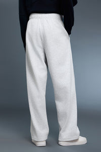 Women Loose Straight Leg Fleece-Lined Drawstring Casual Sport Pants