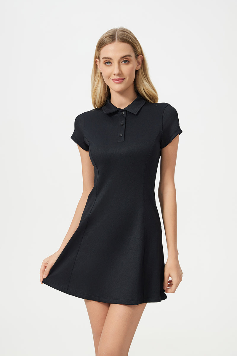 Women Mid-Length Waist Thin Ice Breathable Tennis Sports Yoga Short-Sleeved Dresses