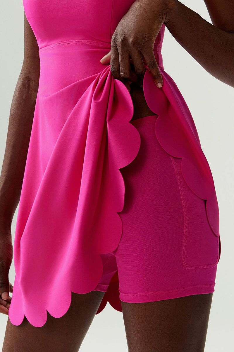 Women Wave-Trim Back-Cross Tennis Dress
