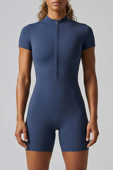 Women's Athletic High Elastic Half Zipper Yoga Jumpsuit