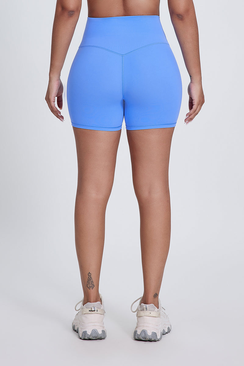 Women'S Pleated High-Waisted Hip Lift Yoga High-Stretch Skinny Shorts