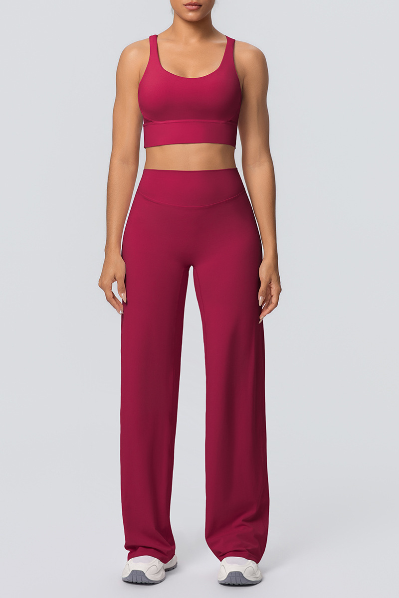 Women's Set:U-neck Sexy Crisscrossed  Bra And Wide Leg Pants