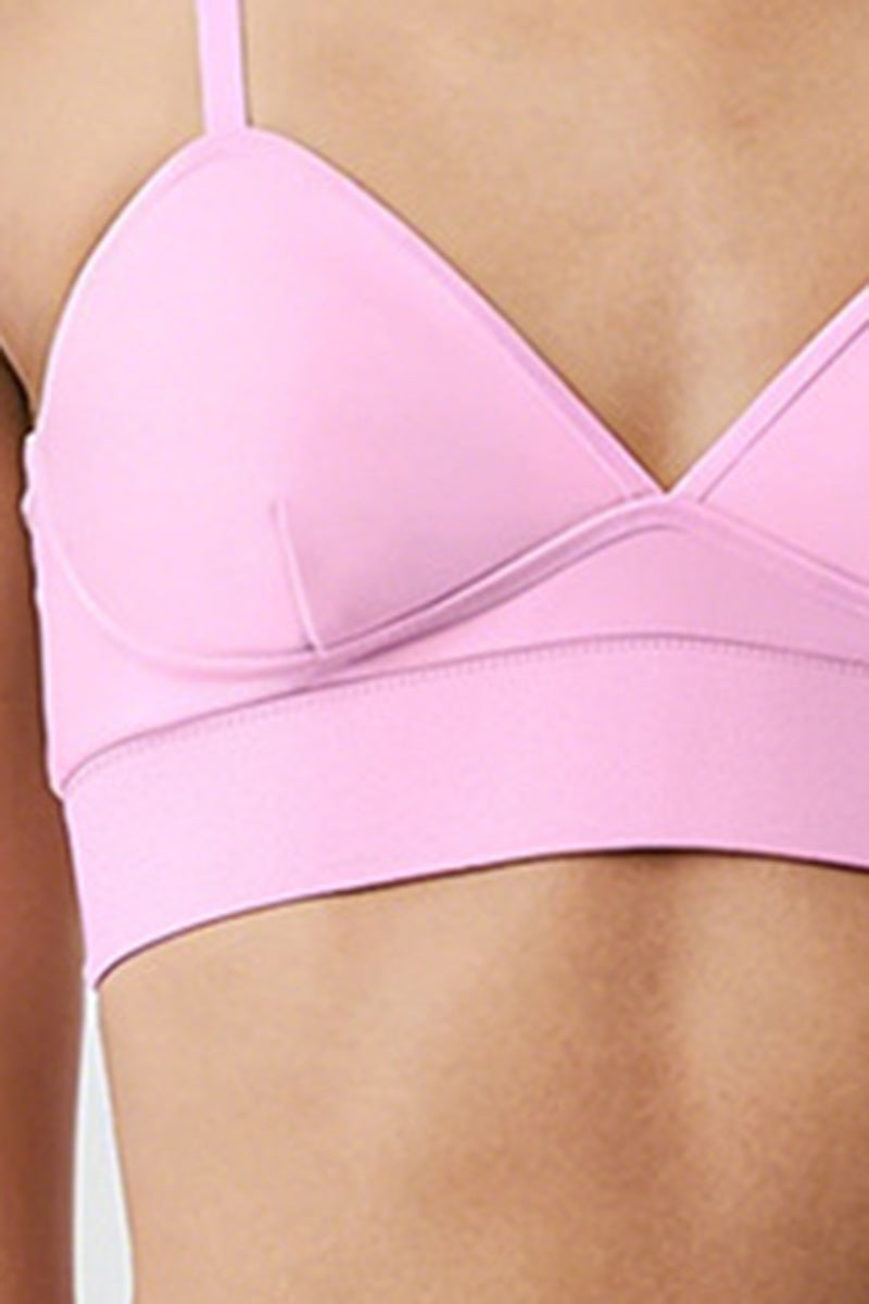 Women's Yoga Set:Thin Strap V-Neck Bra And Stirrup Leggings