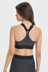 Women's Color Clash Adjustable Strap Sports Bra