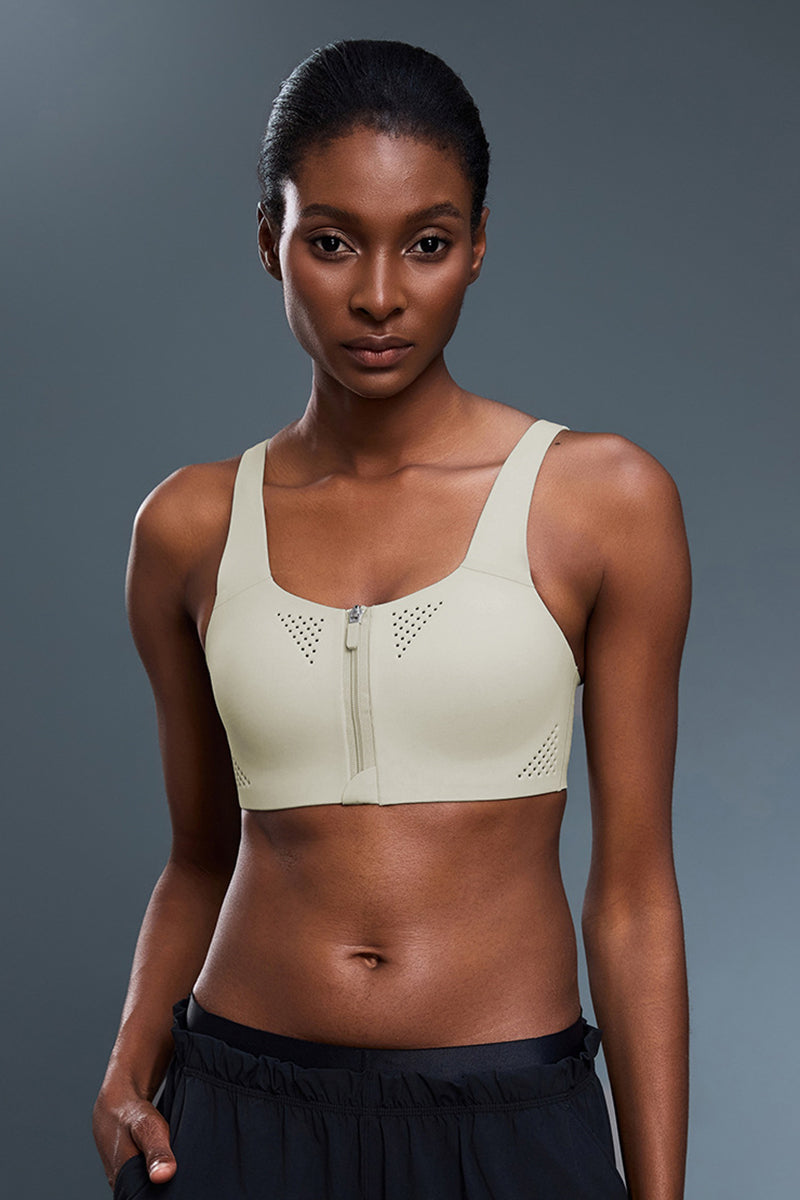 Women High-Impact Front-Zip Quick-Dry Seamless Sports Bra