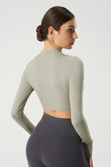 Women Slim-Fit Crop Naked-Feel Long Sleeve Yoga & Running Sportswear Top