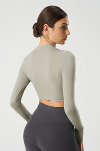 Women Slim-Fit Crop Naked-Feel Long Sleeve Yoga & Running Sportswear Top