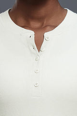 Women Henley-Collar Modal Comfort-Fit Yoga Long Sleeve Tee