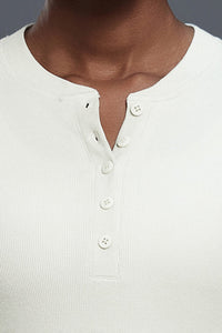 Women Henley-Collar Modal Comfort-Fit Yoga Long Sleeve Tee