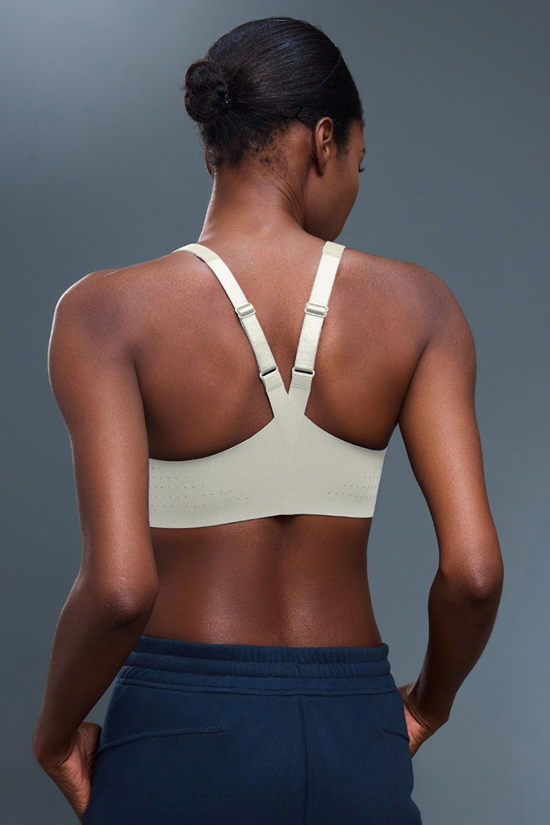 Women Front-Zip High-Impact Support Adjustable-Strap Sports Bra