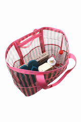 Women Summer Mesh Colorful Striped Large-Capacity Beach Bag