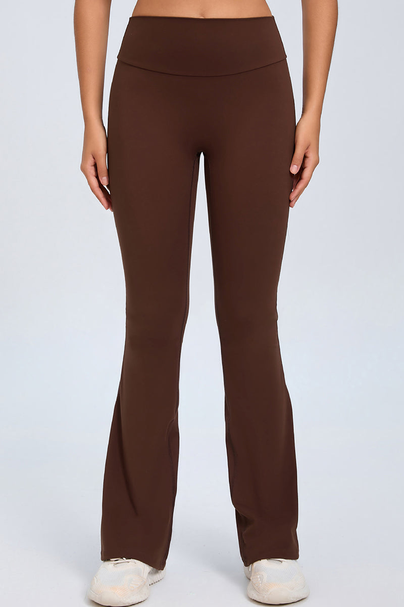 Women Button High Waist Wide Leg Peach Lift Hip Micro Pants Fitness Sports Quick Dry Yoga Pants