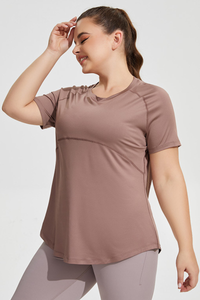 Plus Size Women's Back Mesh Vent Soft Athletic Yoga T-shirt