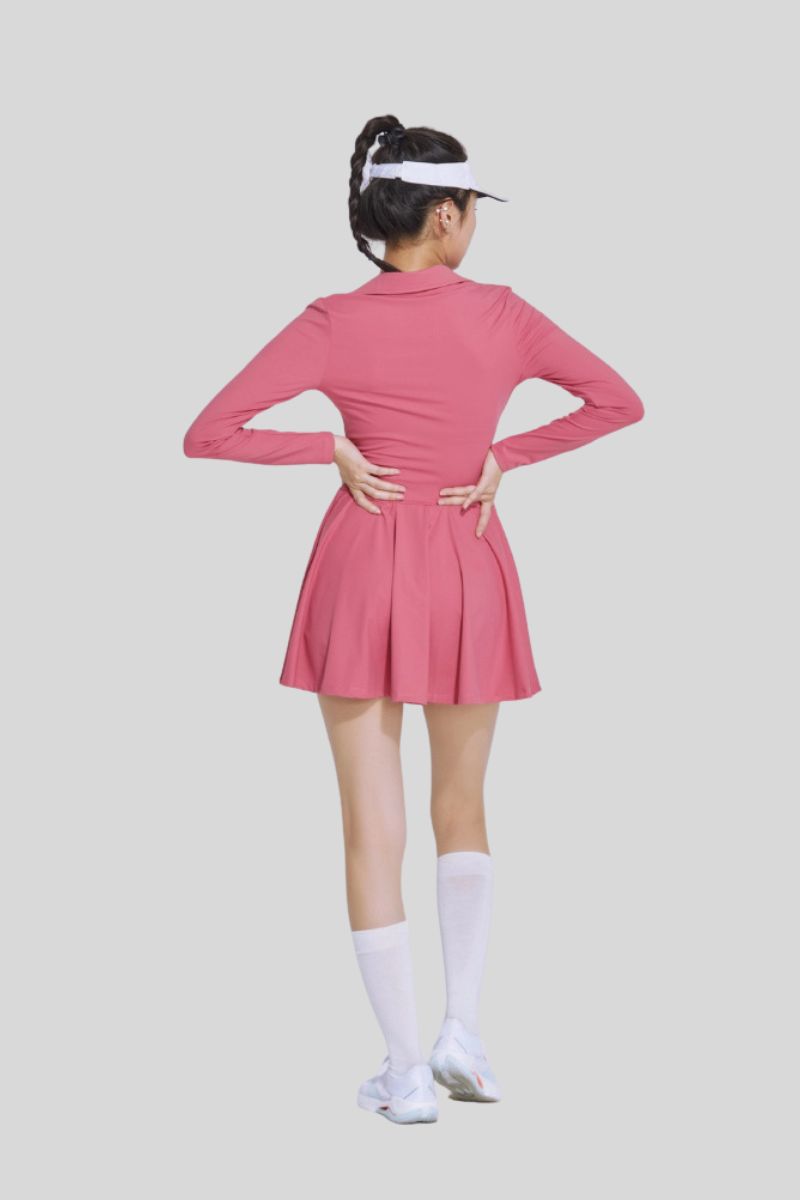 V-neck tennis sports skirt dance golf long sleeve dress