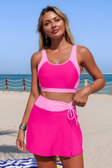 Women's Color-Block Pleated-Waist Pockets Swimsuit