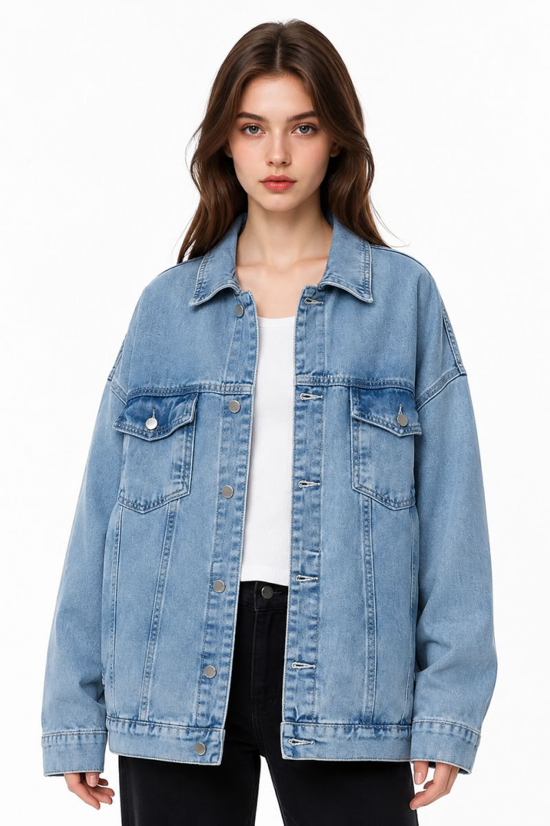 Women's Fall Oversized Drop Shoulder Denim Jacket