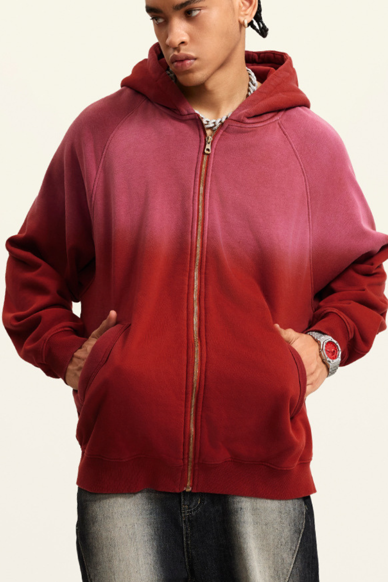 Men's Vitage Washed Full-Zip Hooded Jacket