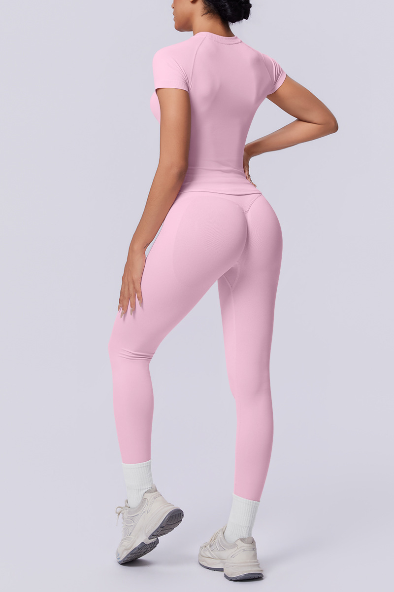 Women's Seamless Sets:Slim Fit T-shirt And Leggings