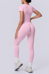 Women's Seamless Sets:Slim Fit T-shirt And Leggings