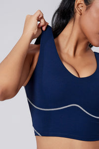 Women Wide Strap Built-In Bra Medium Support Yoga Workout Tank Top