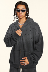 Men's spray paint hooded casual jacket