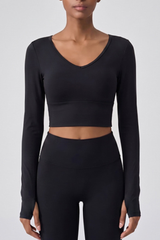 Women's Butterfly Cutout Back Padded Cropped Yoga Top