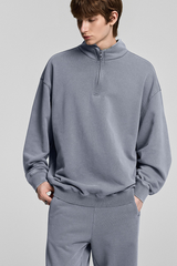 Collared, semi-zippered sweatshirt