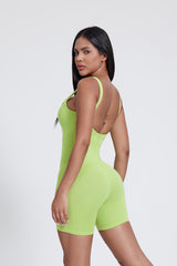 Women'S High-Elastic Skinny Square-Necked Backless Suspender Nude Fitness Bodysuit