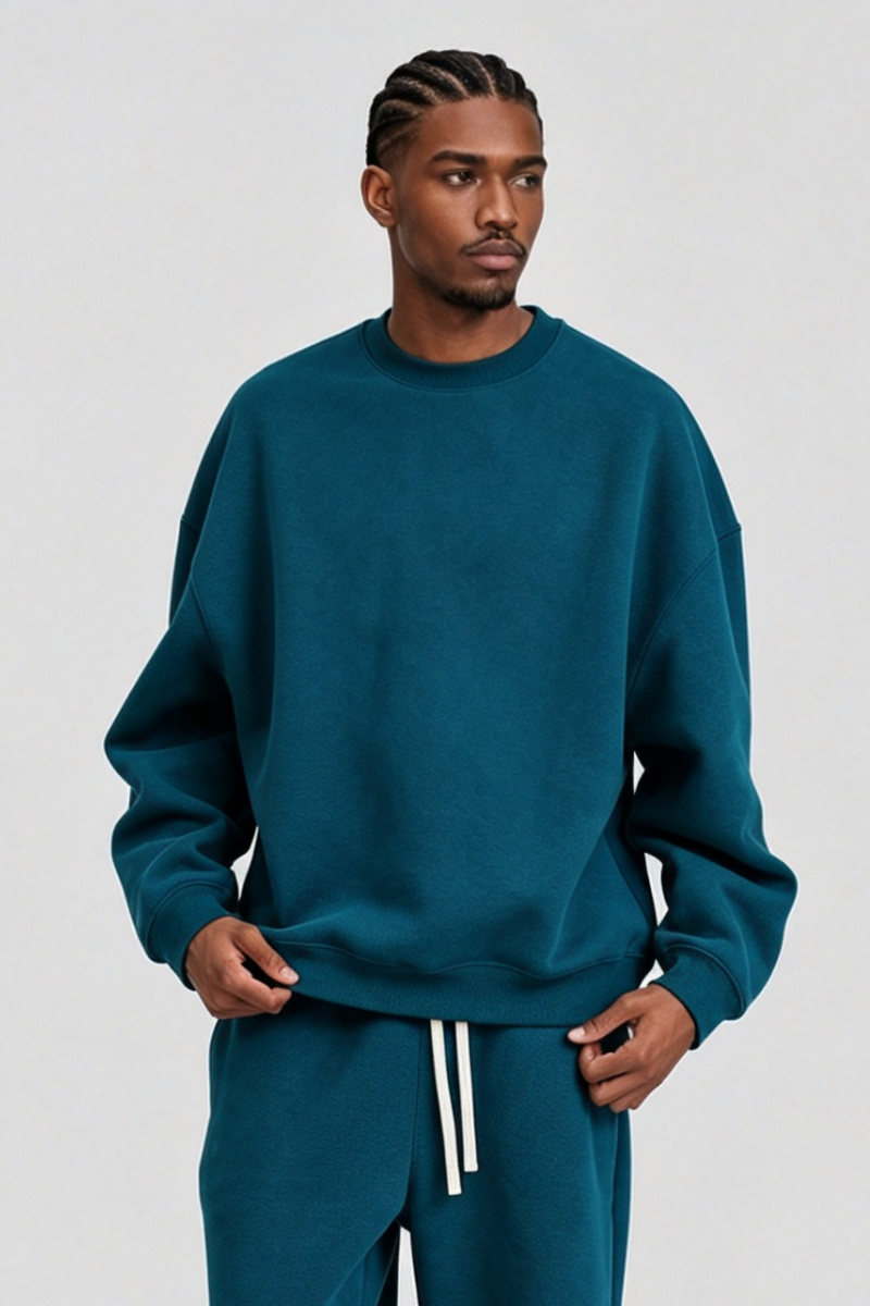 Men's Fall Fleece‑Lined Drop Shoulder Oversized Pullover