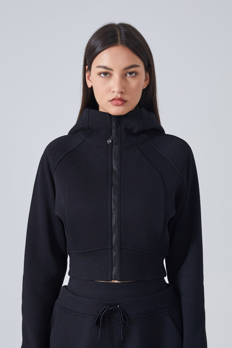 Women'S Loose Yoga Hooded Crop Jacket